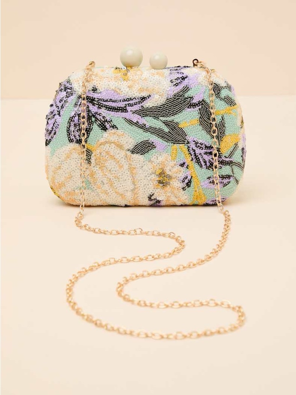 Urban Expressions floral sequin clutch